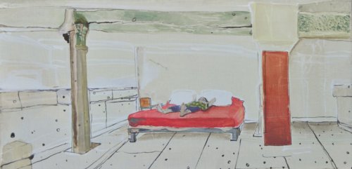 Neonilla Medvedeva - In the Workshop Nr.5, Paris - 2008 - oil on canvas - 27 x 50
