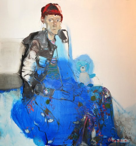 Neonilla Medvedeva - Asnate ( Blue & Green) - 2008 - oil on canvas - 90x85