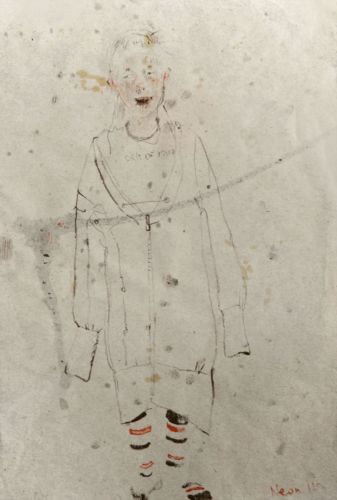 Neonilla Medvedeva - Little singer - paper, charcoal - A4  21 x 29,8 - 2008