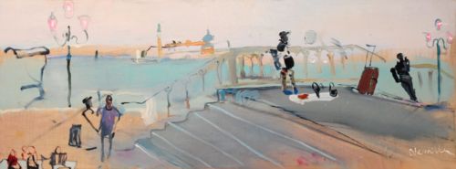 Neonilla Medvedeva - Bags for Sale (Venice) - oil on canvas - 30 x 80 - 2008